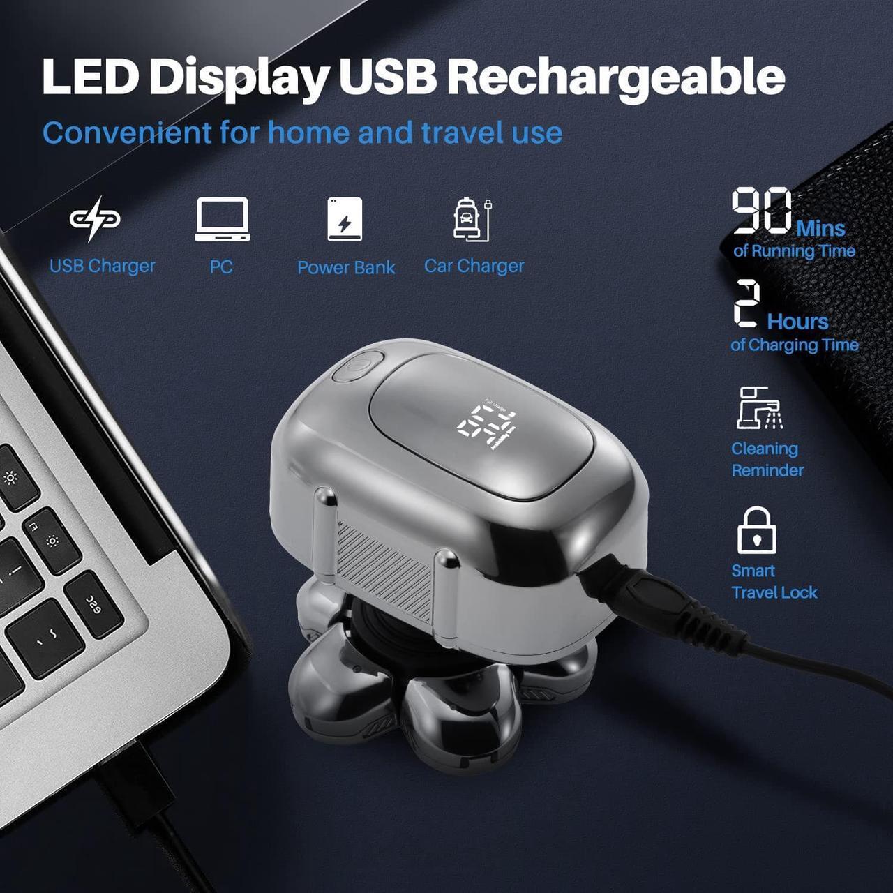 Alt view image 6 of 7 - Roziaplus Head Shaver for Bald Men Electric Shavers Upgrade Rotary Shaver Best Close Shaver for Man Rechargeable Bald Mens Razor Multifunctional Electric Razors Wet & Dry Shaved Bald Shaver
