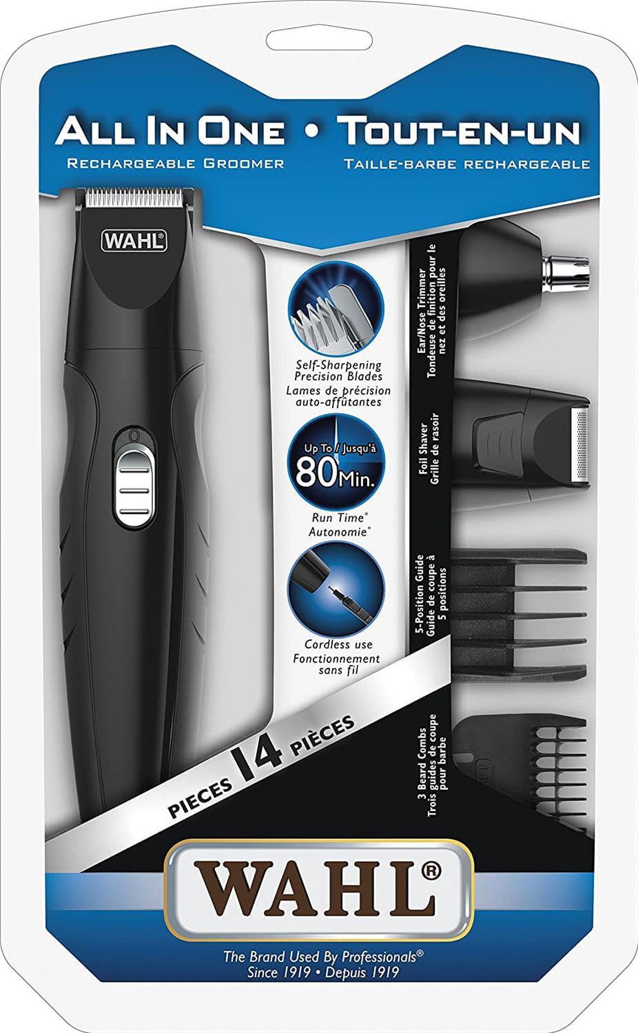 Wahl Canada All in One Rechargeable Groomer, for men, A perfect tool for all your grooming needs, Beard Trimmer, Rechargeable Trimmer, Cordless Use - Model 3110, Black, 1 Count (Pack of 1)