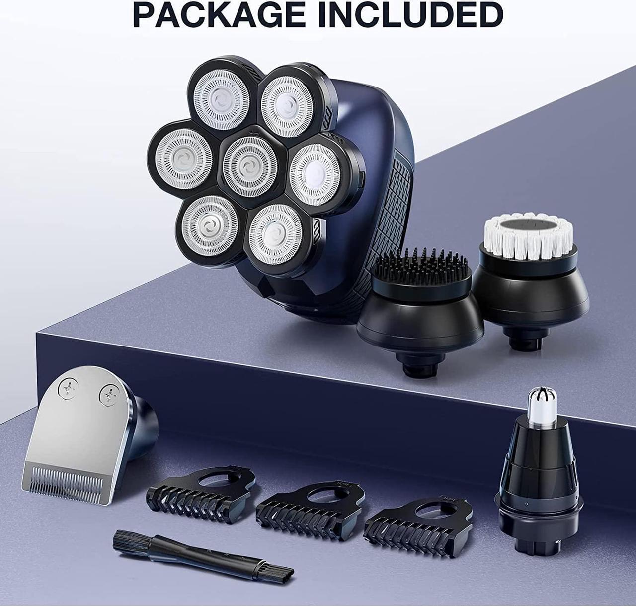 Alt view image 7 of 7 - Head Shaver 7D, Wyklaus Upgrade Head Shavers for Bald Men, Head Electric Razor with Nose Hair Trimmer, Waterproof Wet/Dry Mens Grooming Kit, Anti-Pinch, LED Display, USB Rechargeable