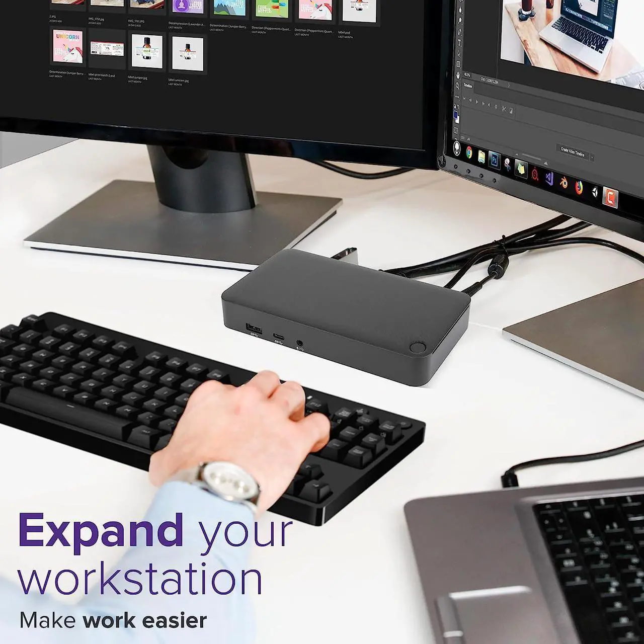 Alt view image 5 of 6 - Targus USB C Docking Station Universal DV4K, USB C Laptop Docking Station Dual Monitor 2 HDMI, 65W Power Delivery, DisplayLink Works w/Operating Systems Like Windows, Mac, Android, iOS (DOCK310USZ)