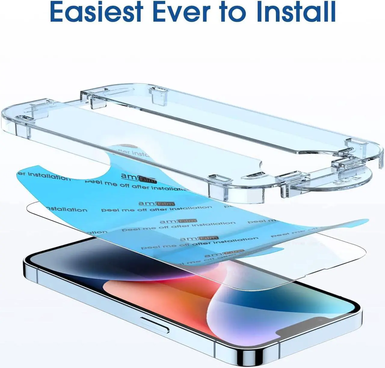 Alt view image 3 of 6 - amFiIm Tempered Glass Screen Protector for iPhone 14 6.1"/iPhone 13/iPhone 13 Pro 6.1", Easy OneTouch Installation, Auto-alignment, Bubble Free Case Friendly, Anti-Scratch