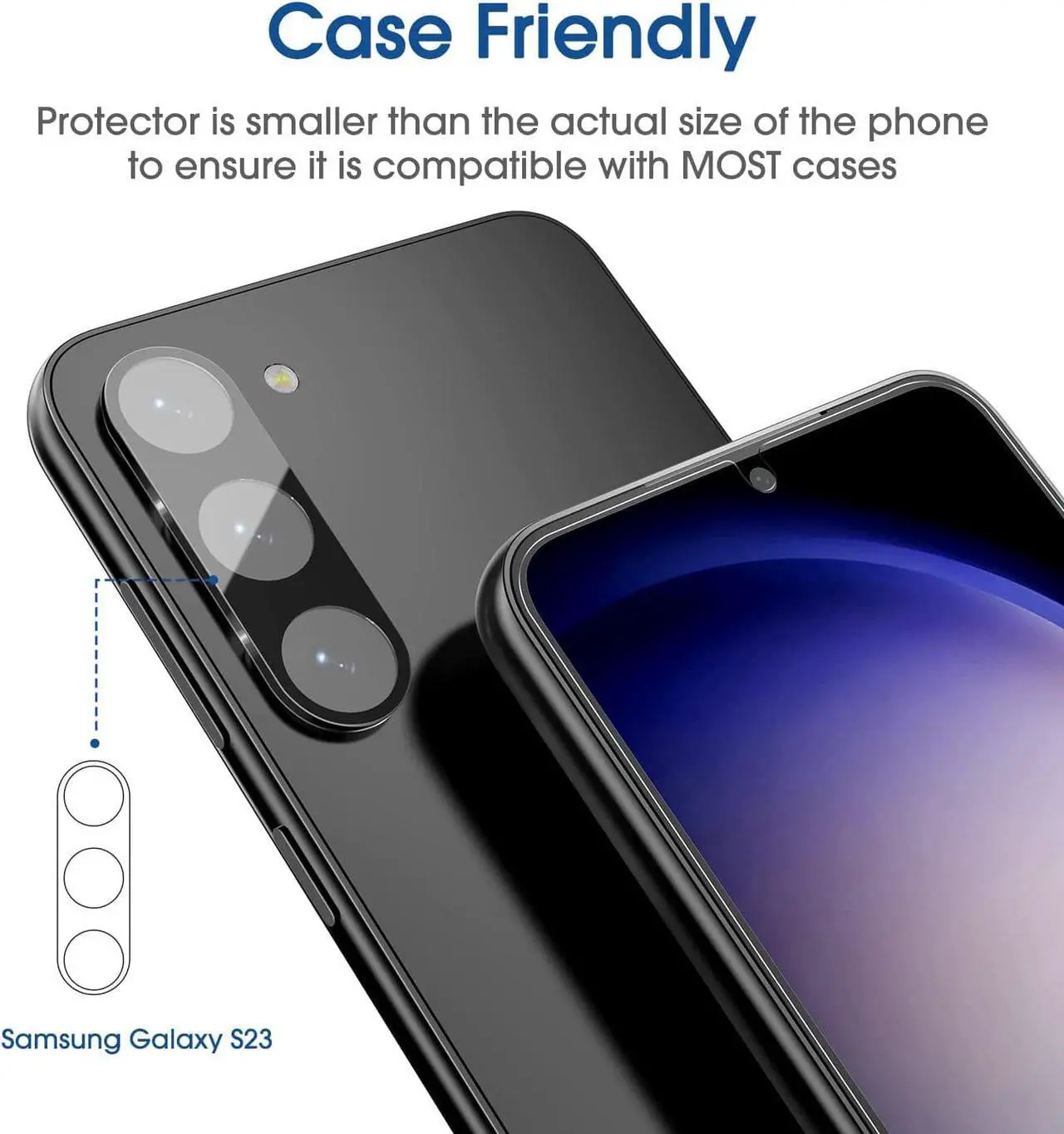 Alt view image 5 of 6 - amFilm 2+2 Pack OneTouch Compatible with Samsung Galaxy S23 5G 6.1 Inch Tempered Glass Screen Protector, 9H Hardness with Tempered Glass Camera Lens Protector, Easiest to Installation and Bubble Free