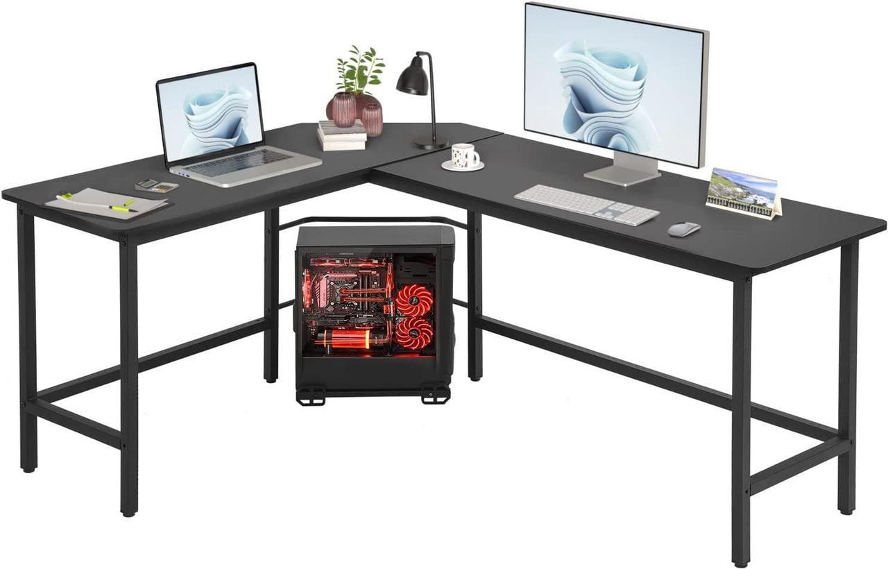 BestOffice Computer Desk Gaming Desk Office L Shaped Desk PC Wood Home Large Work Space Corner Study Desk Workstation (Black)