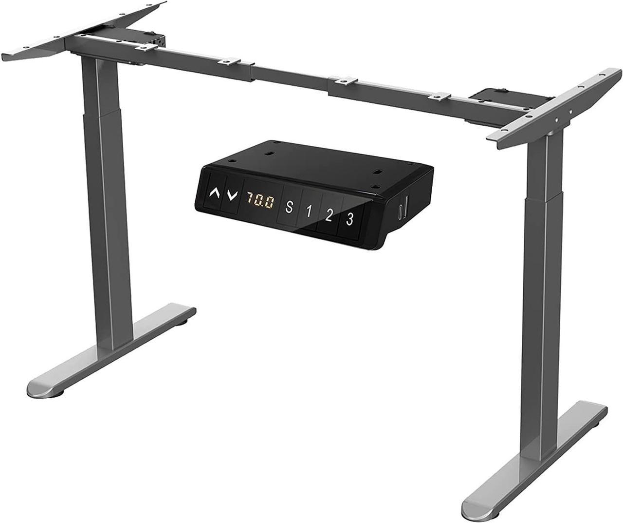 AIMEZO Dual Motor Electric Stand Up Desk Frame Ergonomic Standing Desk Frame with Adjustable Height and Length Motorized Sit Stand Computer Desk with 4 Memory Settings/USB Interface