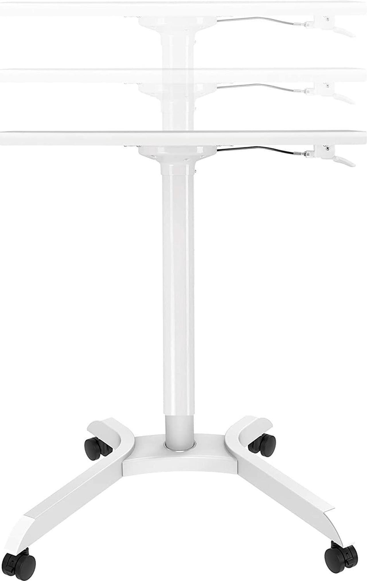 Uplite Mobile Gas Spring Laptop Sit Stand Desk Rolling Cart Computer Standing Workstation with Locked Casters, 29.1 to 44.9 Height Adjustable White