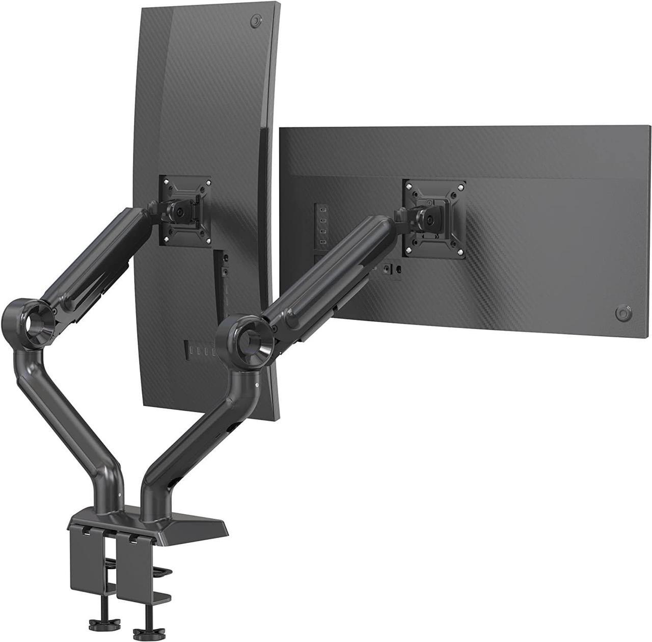 SHOPPINGALL Heavy Duty Dual Monitor Mount for 13 to 35 inch VESA Compatible Screens, Each Pneumatic Gas Spring Arm Supports up to 26.5lbs - SA-GE62U-Black