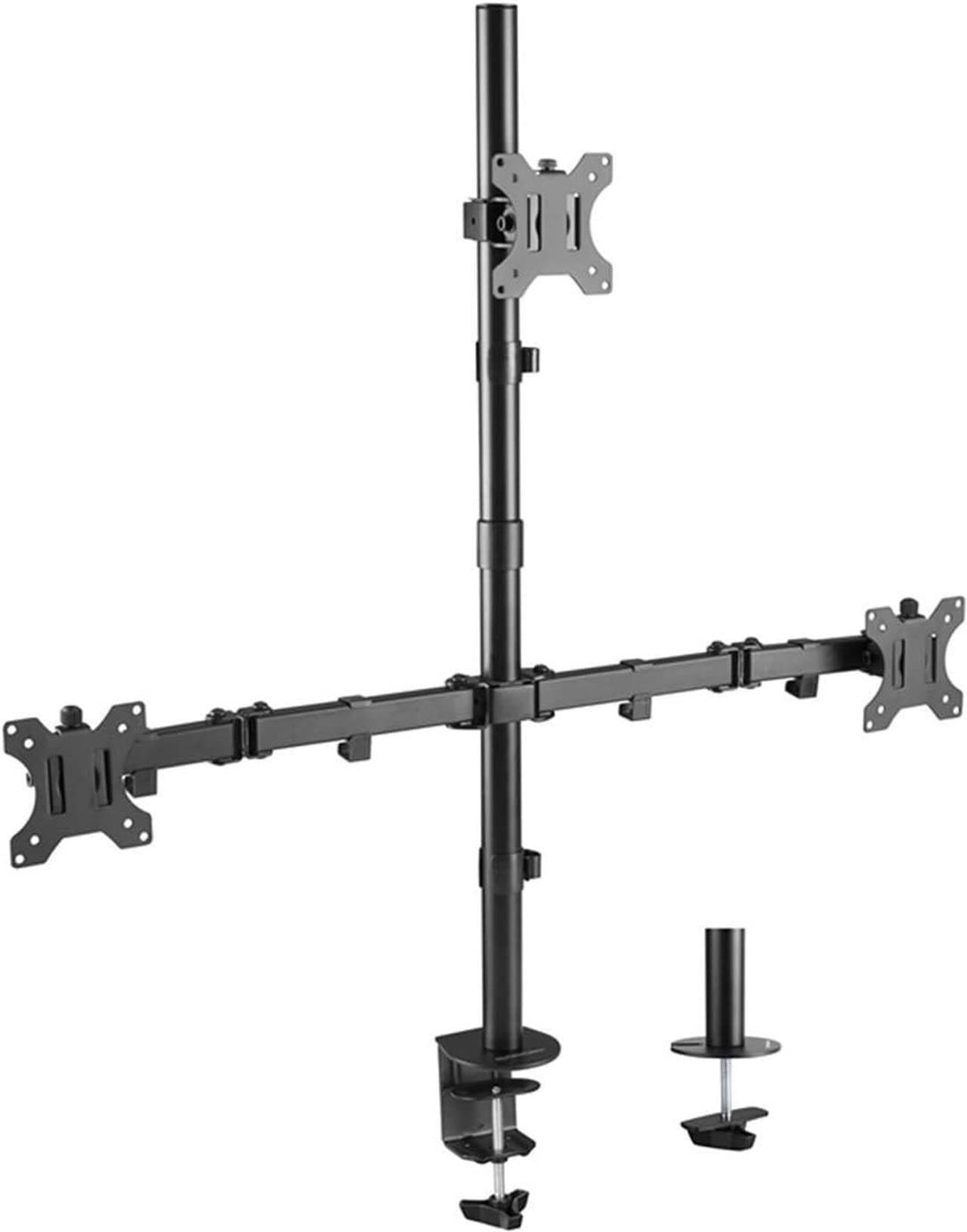 PrimeCables Triple Monitor Desk Mount Stand for 13" - 32" LCD LED Screen Display - 3 Heavy Duty Full Motion Monitor Arm with VESA 75x75 and 100x100mm Patterns (Sturdy, Ergonomics)