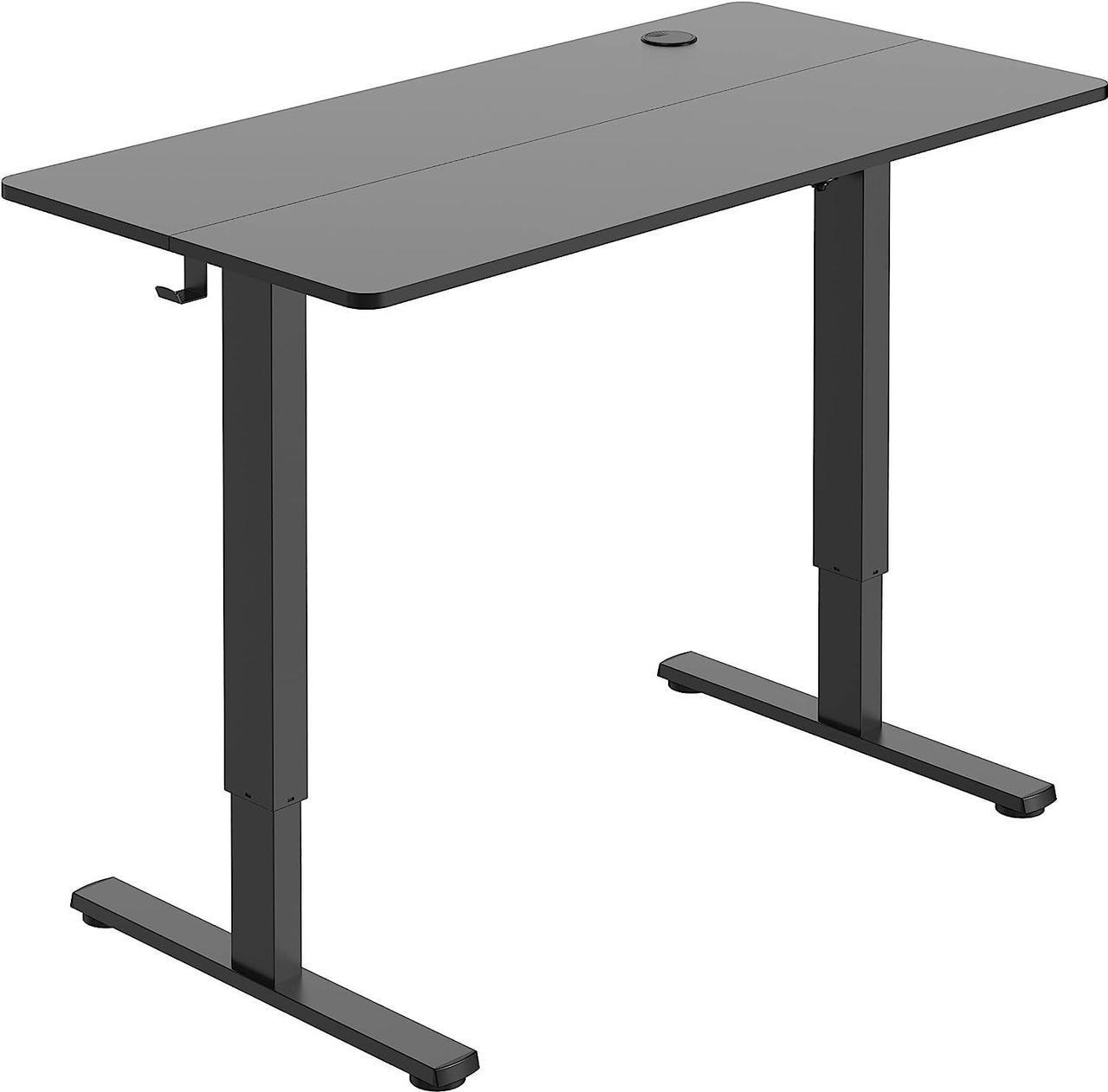 Duramex (TM) Single Motor 2 Segments Max. Height 1220MM Electric Sit Stand Desk Frame with 120cm x 60cm / 47" x 23.6" 2 Pieces Black Table Top with Memory Controller