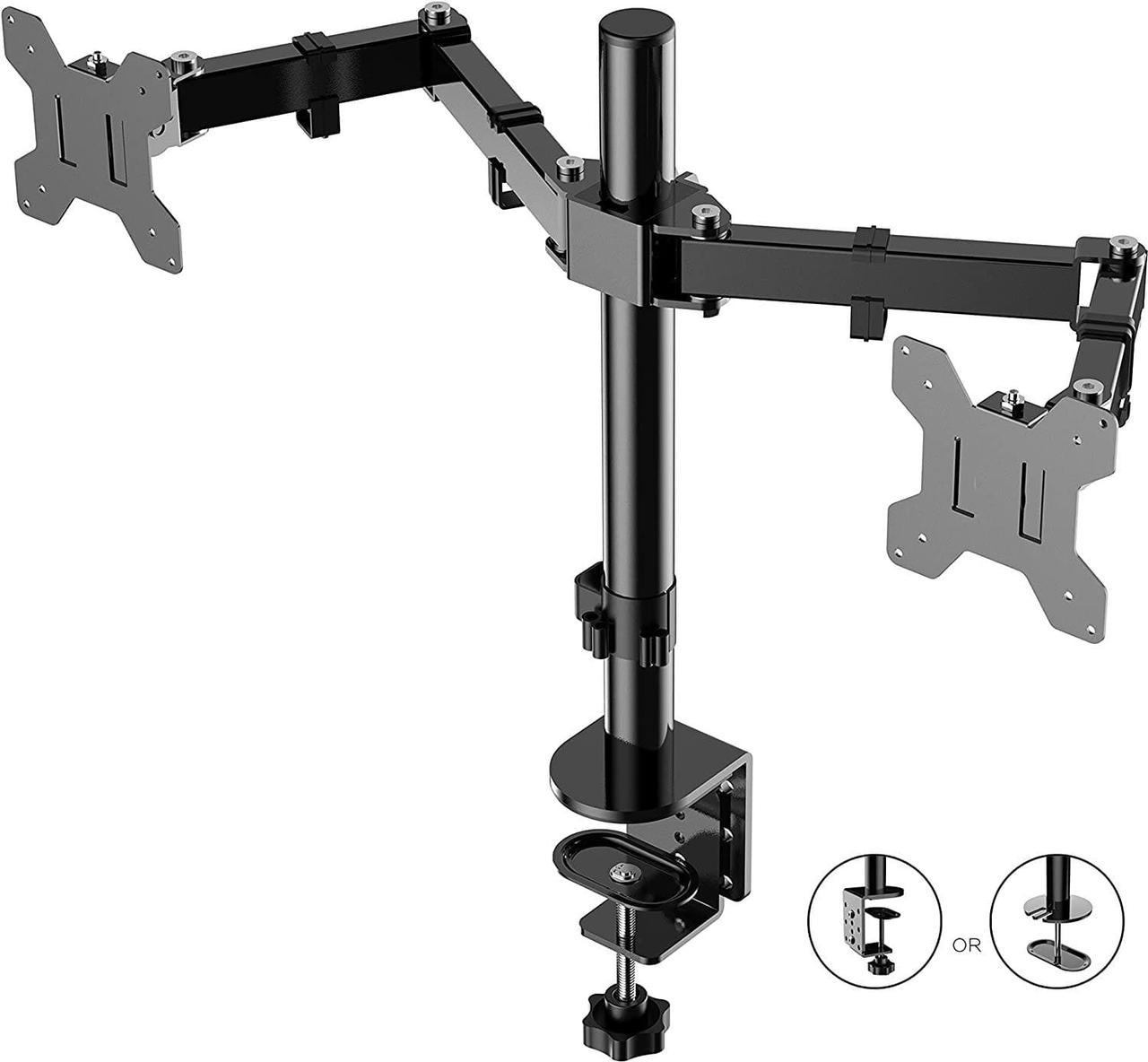 Rocelco Dual Monitor Mount, Double Articulating Design, Fits Two 13 - 27 inch Monitors (DM2), Black