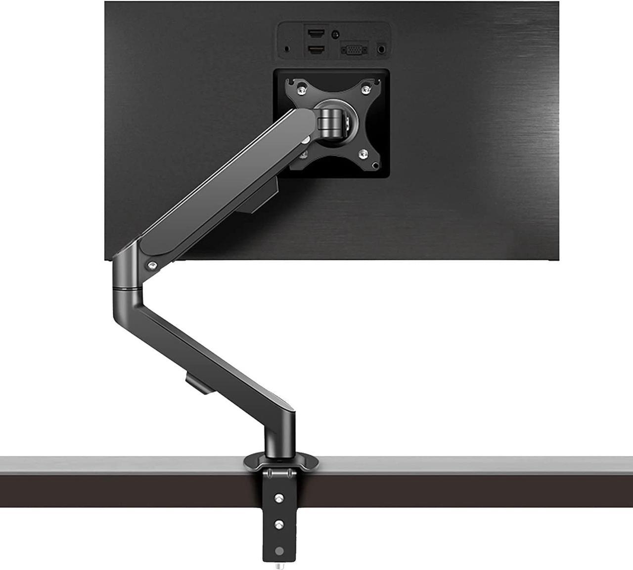 HILLPORT Monitor Desk Mount Stand Arm Single 22 24 27 30 inch Portable Adjustable Vesa Stand Gas Spring Desktop Arm 4.4 to 19.8 lbs with Clamp and Grommet Screen Up to 30 inch Computer pc Black M5B