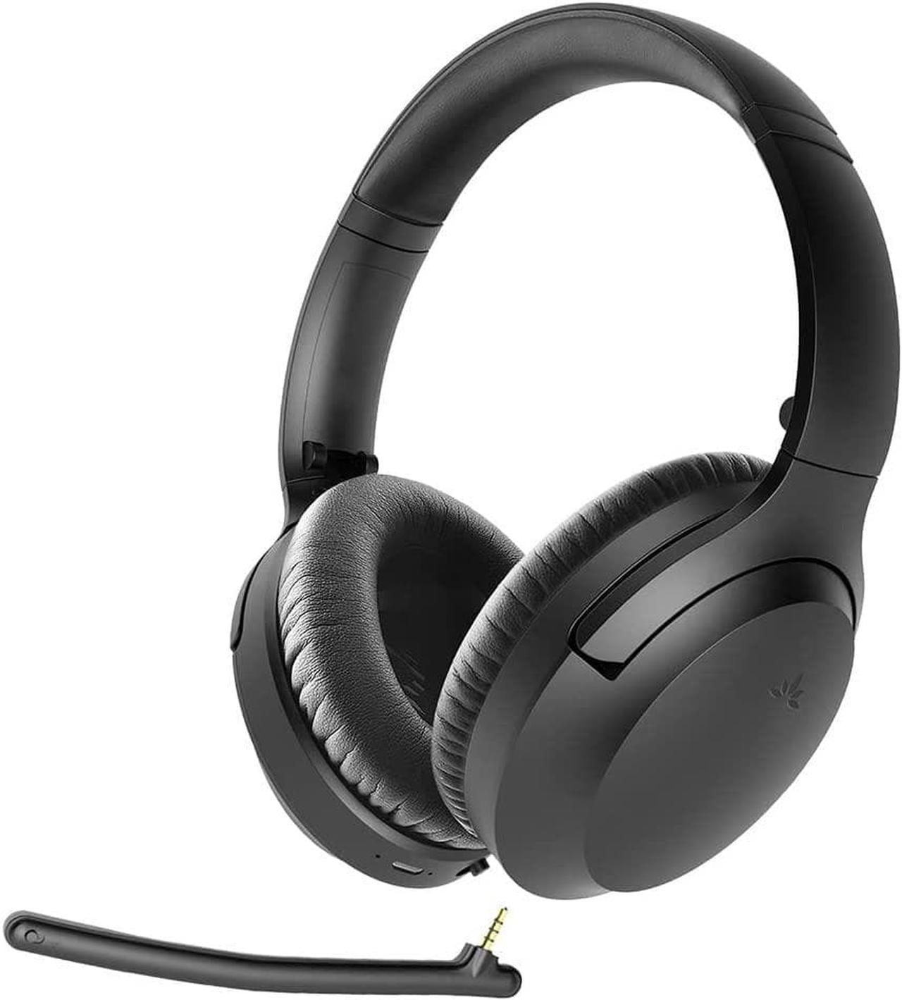 Avantree Aria Bluetooth Noise Cancelling Headphones with Microphone, Boom Mic & Built-in Mic for Calls, 35H Playtime Wireless Headphones, Over Ear Wireless & Wired Headset for Phone PC Computer Laptop