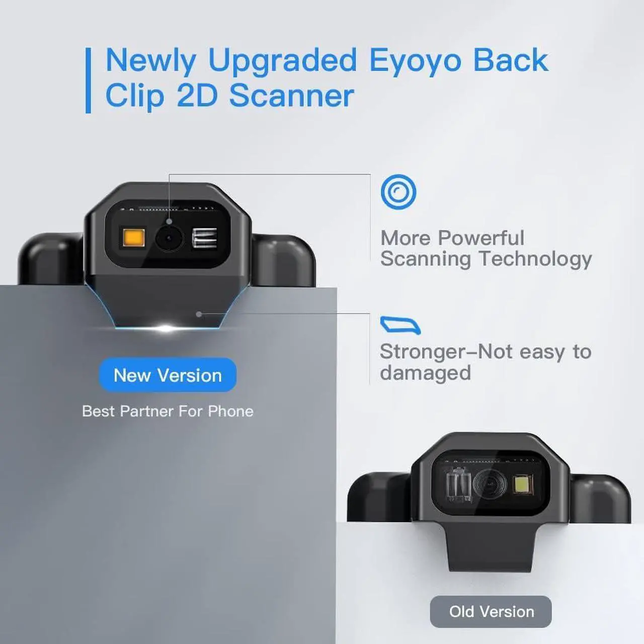 Alt view image 7 of 7 - Upgraded Eyoyo QR Code Scanner Bluetooth Android Barcode Scanner, Portable Back Clip Wireless 1D 2D UPC   Inventory Barcode Reader PDF417 Data Matrix Code Compatible with iPhone, Android Phone
