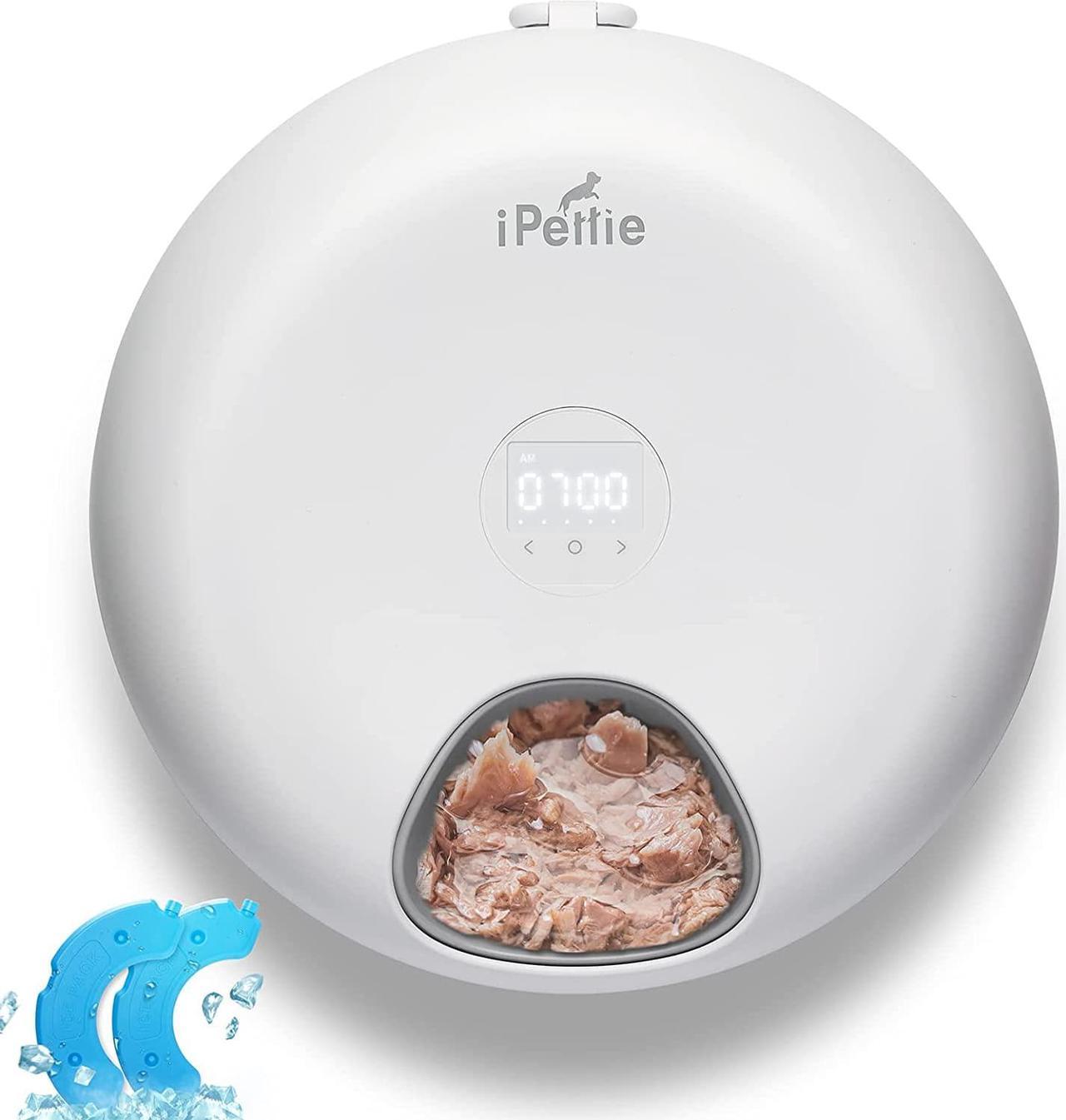 iPettie Donuts Frost 6 Meal Cordless Automatic Pet Feeder, Dry & Wet Food Automatic Cat Feeder with Two Ice Packs, Rechargeable Massive Battery, Programmable Timer, Holds 6 x ½ lb. of Food