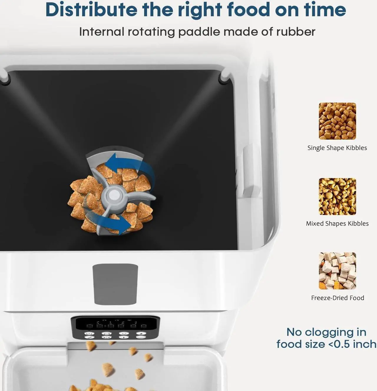 Alt view image 5 of 7 - Automatic Dog Feeder Easy Setup - 8L/33 Cups Large Capacity Dog Food Dispenser Battery Operated with 180-Day Life - Timed Cat Feeder Record 20s Voice Desiccant Bag for Cats and Small Medium Dogs Yakry