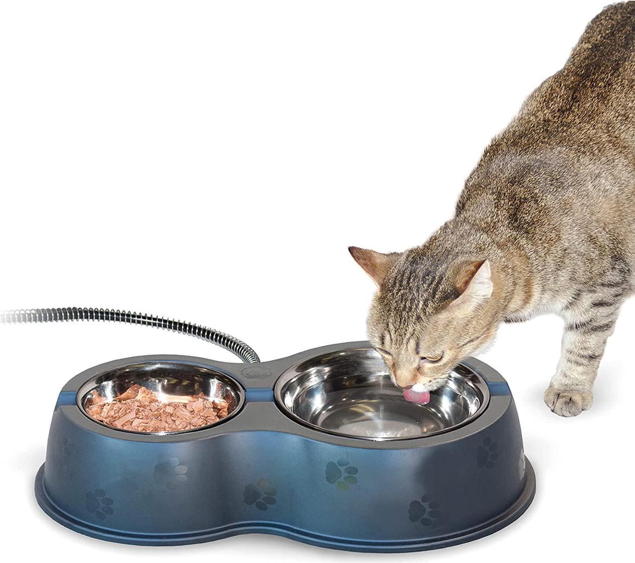 K&H Pet Products Thermo-Kitty Café Outdoor Heated Cat Bowl - No More Frozen Food or Water