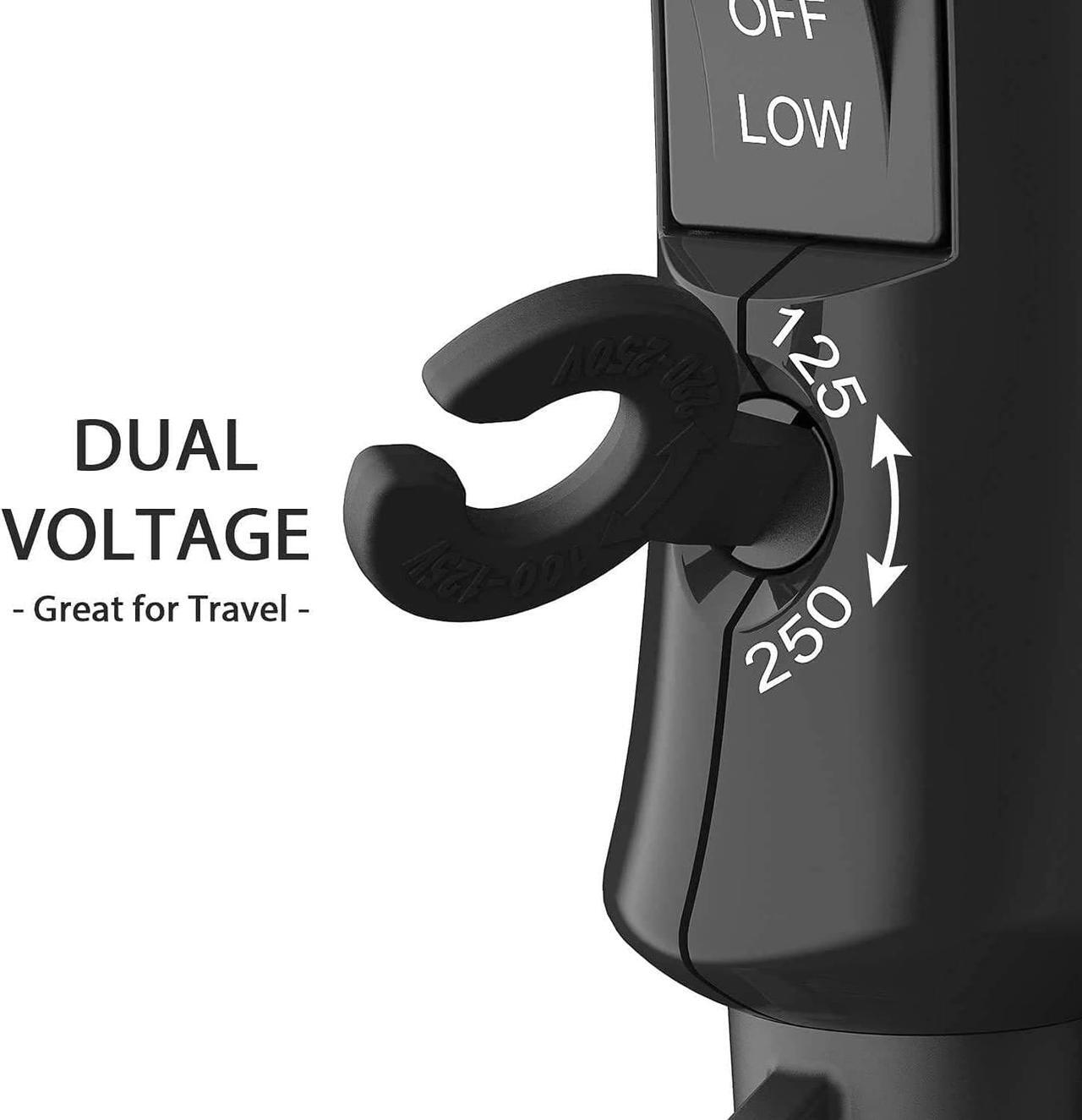 Alt view image 3 of 6 - DAN Technology Compact Travel Hair Dryer, 1800 Watts, Black, Ceramic, with Concentrator & Diffuser, European Plug, Folding Handle, Fast Drying for Women and Men