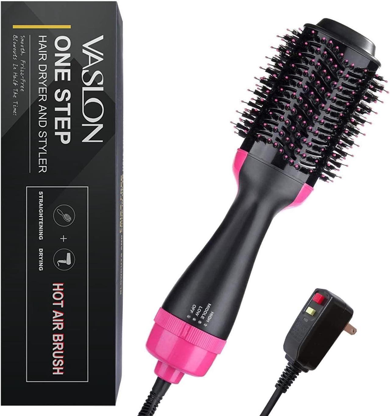 Professional Salon One-Step Hair Dryer & Hot Air Brush & Blower Brush with Negative Ions For Straight and Soft Curls 4 in 1 Hair Brush Dryer & Styler (110v 1000W)