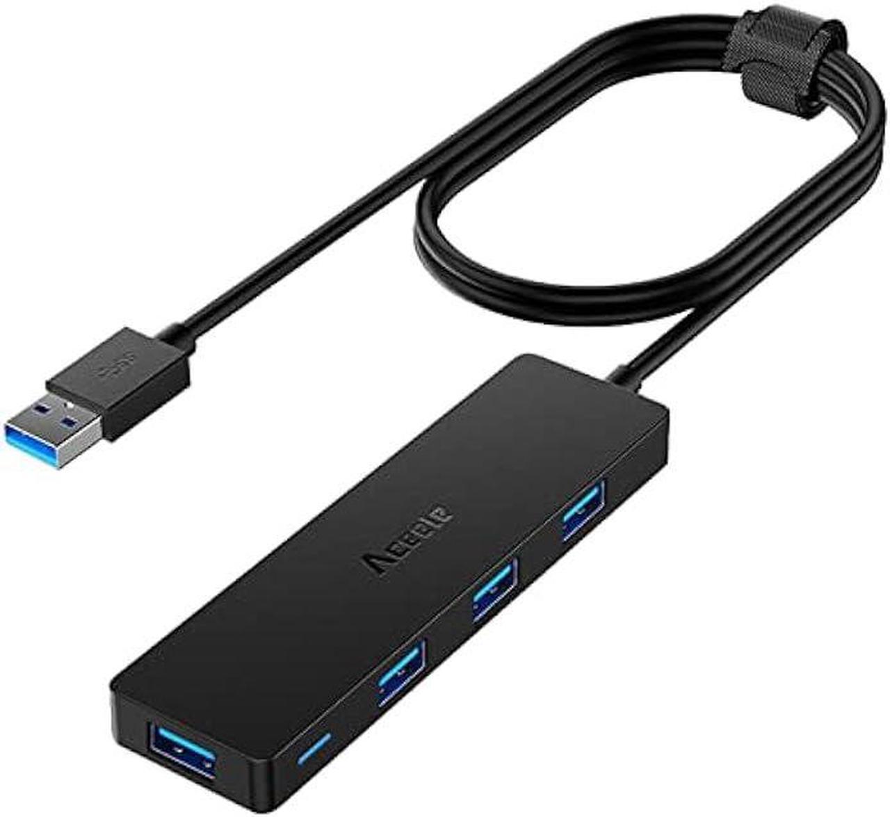 Aceele USB Hub 3.0 Splitter with 4ft Extension Long Cable Cord, 4-Port Extra Slim Multiport Expander for Desktop Computer PC, PS4, Laptop, Chromebook, Surface Pro 3, iMac, Flash Drive Data and More