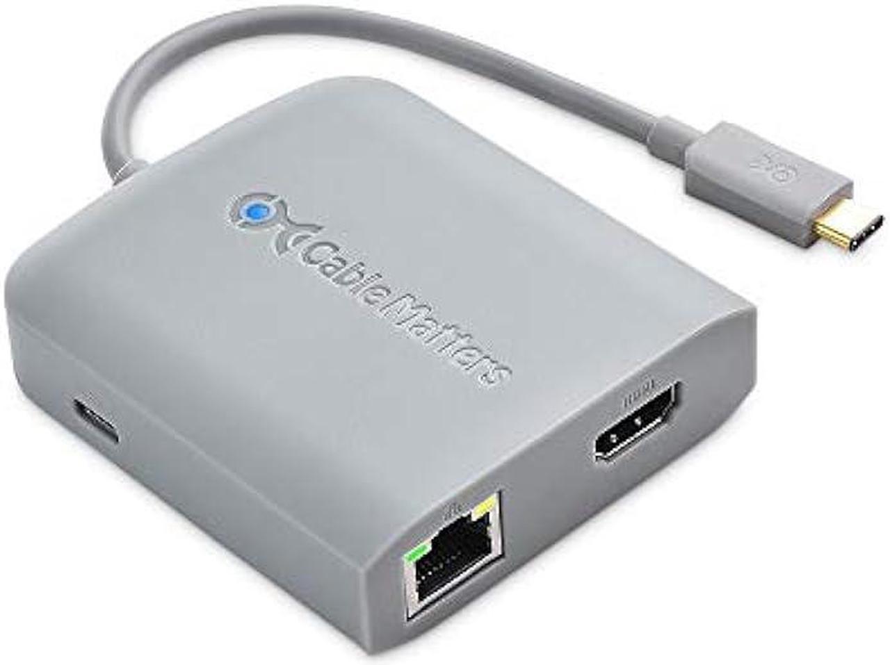 [Works with Chromebook Certified] Cable Matters USB C Hub Multiport Adapter with 4K , 2X USB 2.0, 480Mbps Ethernet, and 60W PD