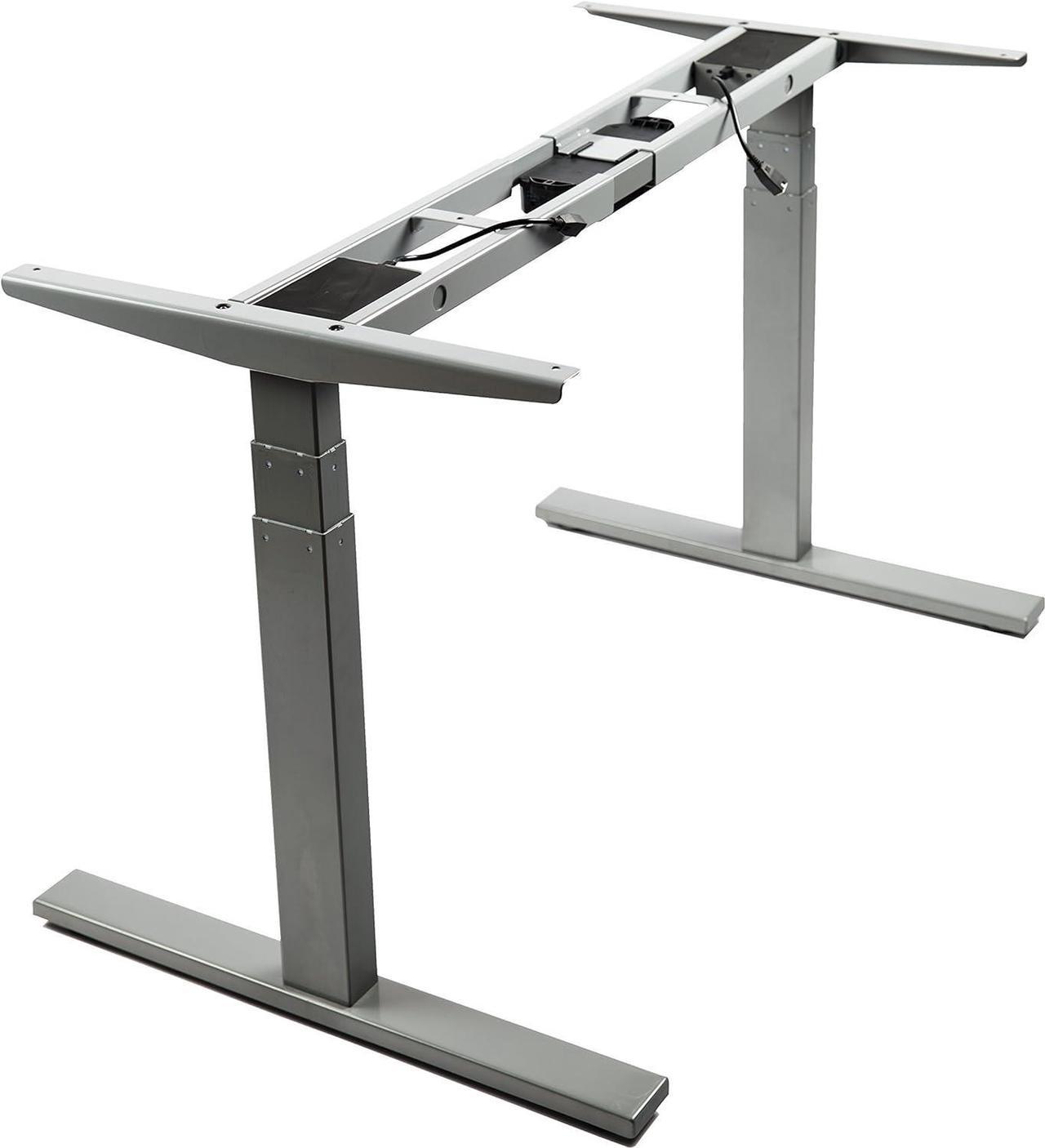 VWINDESK VJ201-S3 Electric Height Adjustable Sitting Standing Desk Frame Only/Sit Stand - Dual Motors 3 Segment Motorized Desk Base Only,Gray