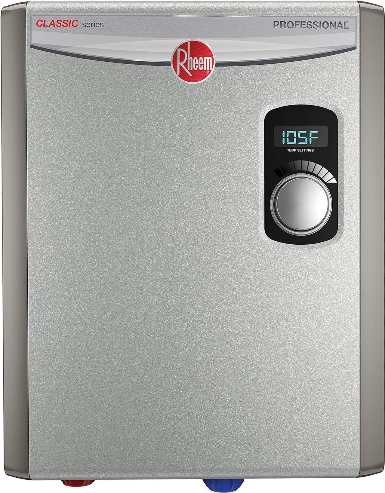 Rheem 240V 2 Heating Chambers RTEX-18 Residential Tankless Water Heater, Small Grey