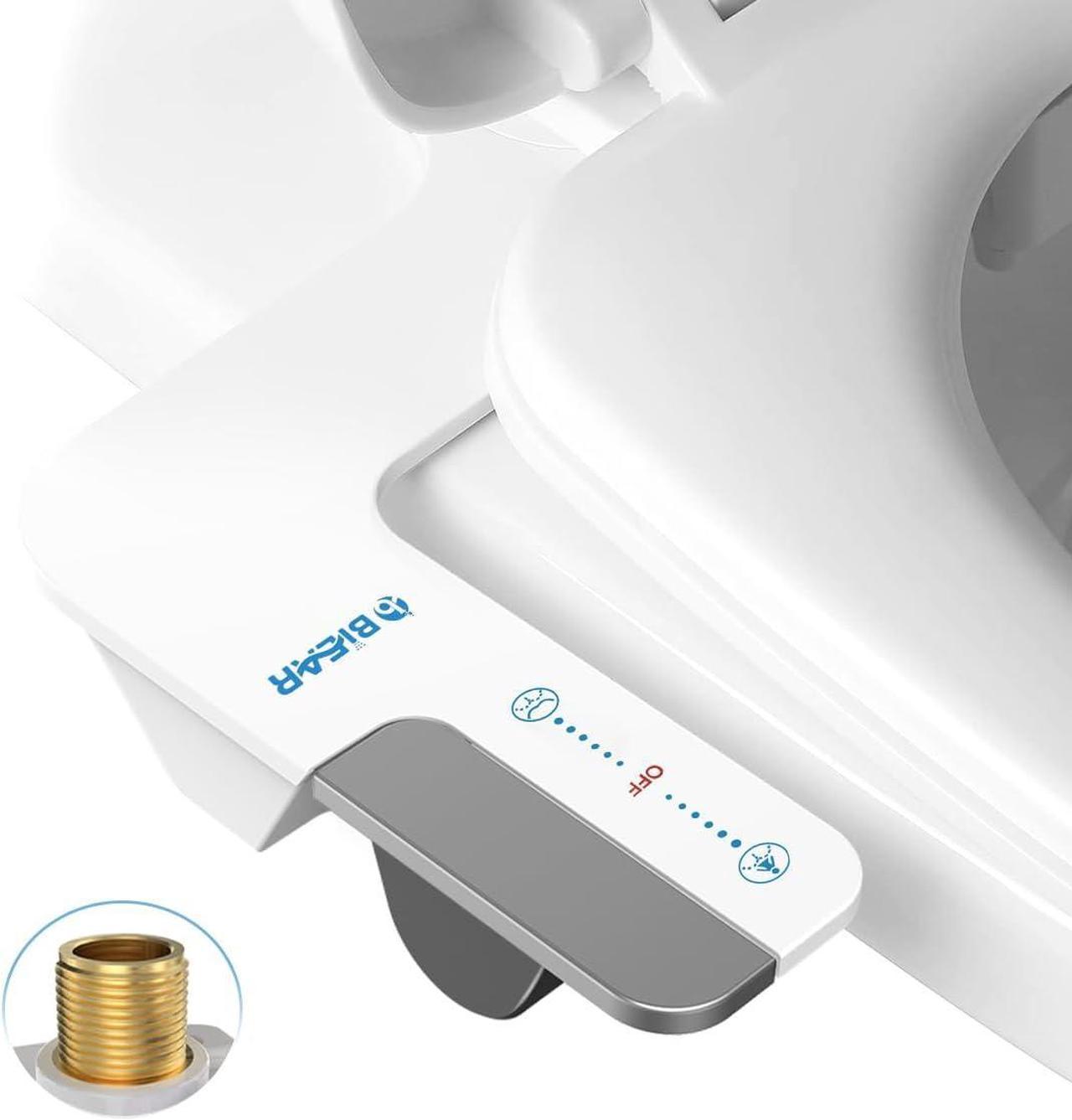 BIEAR Toilet Bidets, Upgrade Your Bathroom Experience with Dual Nozzles Washing (Front and Back) Non-Electric Fresh Water Manual Bidet Toilet Seat Spray, Water Pressure Adjustable, Metal Inlet