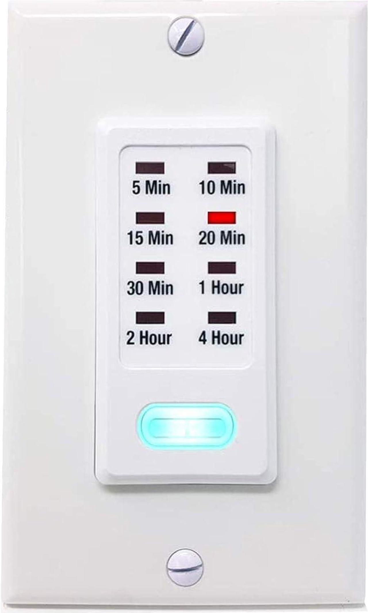 Light Timer Switch 5-10-15-20-30 Minute and 1-2-4 Hour Countdown Wall Switch - Programmable, Automatic Shut Off - Bathroom Fan, Porch Light, Heater - UL Listed (1 Pack)