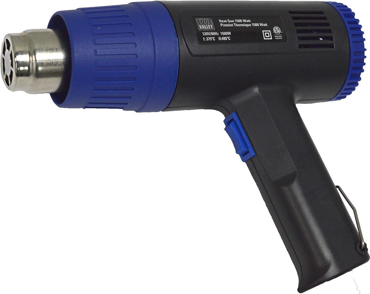 Tool Valley 1500 Watt Professional Dual Mode Heat Gun Tool Low & High Heat Mode for Heat Shrink Tubing Shrink Wrapping Removing Paint and Thawing Pipes.