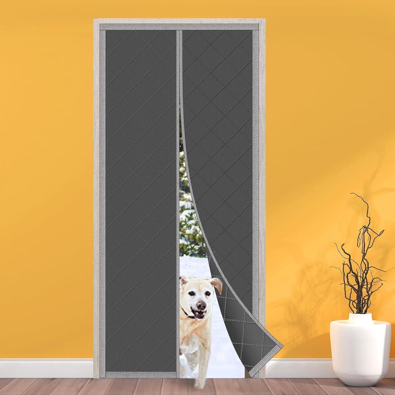 NABOWAN Magnetic Thermal Insulated Door Curtain - Fits Door Size 38" x 82", Easy Install Door Insulation Curtain, Full Frame Widen Hook & Loop for Air Conditioner Heater Room, Home, Kitchen, Loft