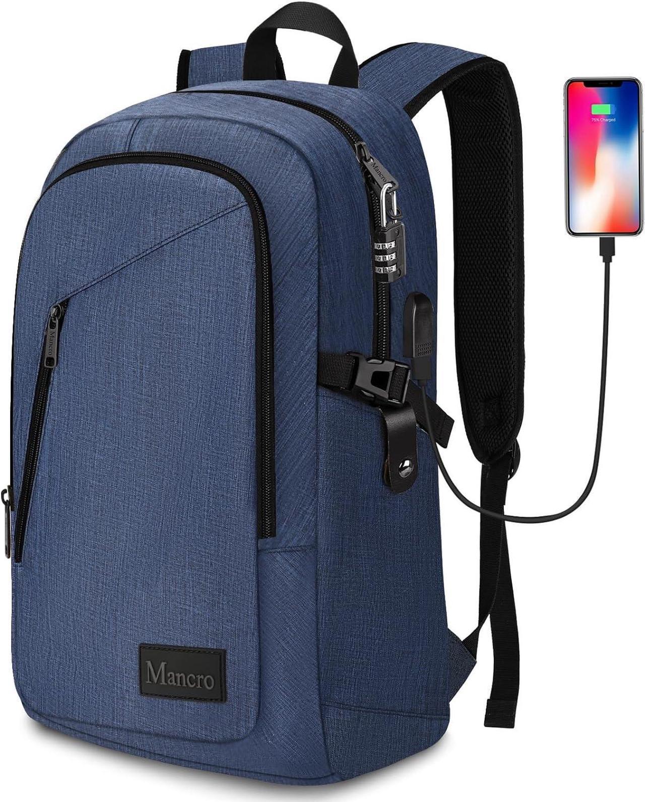 Mancro Laptop Backpack, Business Water Resistant Laptops Backpack for Men Women (Blue, 15.6 inch)