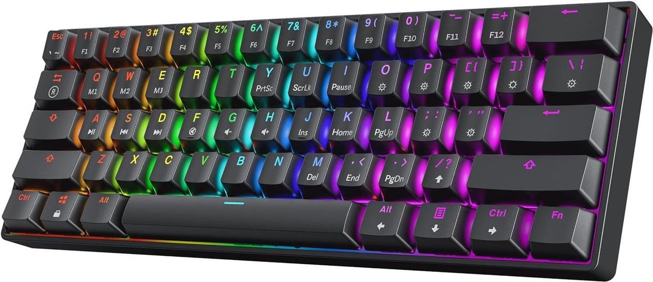 HK GAMING GK61 60% | Hotswap Mechanical Gaming Keyboard | 61 Keys Multi Color RGB LED Backlit for PC/Mac Gamer | US Layout (Black, Gateron Optical Brown)