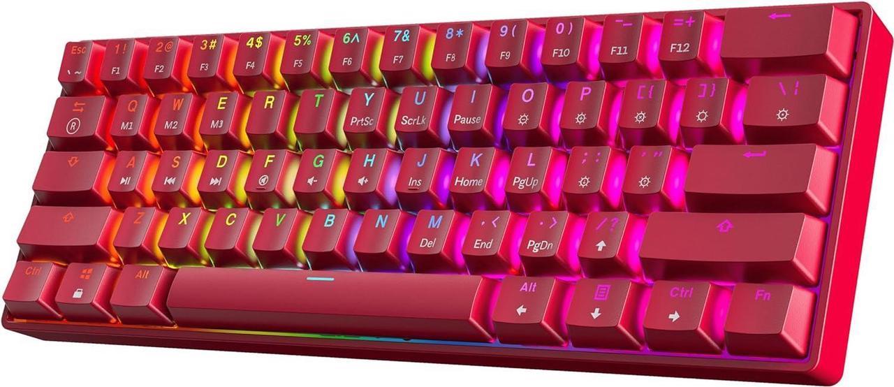 HK GAMING GK61 60% v3 | Hotswap Mechanical Gaming Keyboard | 61 Keys Multi Color RGB LED Backlit for PC/Mac Gamer | US Layout (Red, Gateron Optical Black)