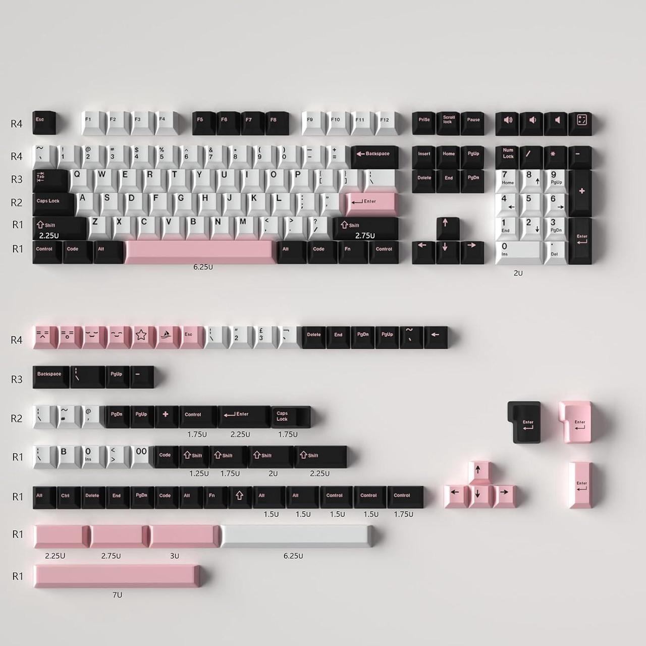 Olivia Keycaps 172 Keys Double Shot Mechanical Keyboard Keycaps Cherry Profile Compatibility with 61/64/87/104/108 Cherry Mx Switches Mechanical Keyboard