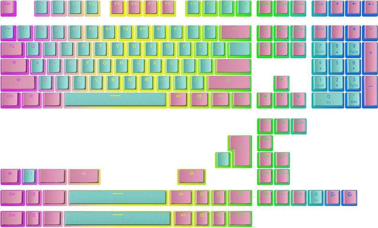 Ranked Pudding v2 PBT Keycaps | 145 Double Shot Translucent ANSI US & ISO Layout | OEM Profile for Full Size, TKL, 75%, 65% and 60% RGB Mechanical Gaming Keyboard (Miami)