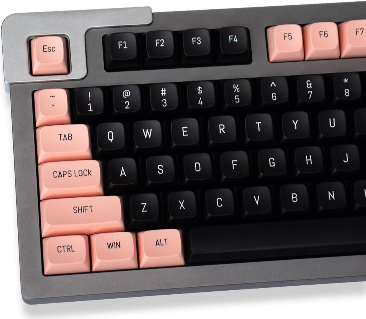 Pink Black Keycaps 150 Keys Doubleshot MSA Profile Custom Keycaps for 61/64/68/84/87/96/104/108 Gaming Keyboard