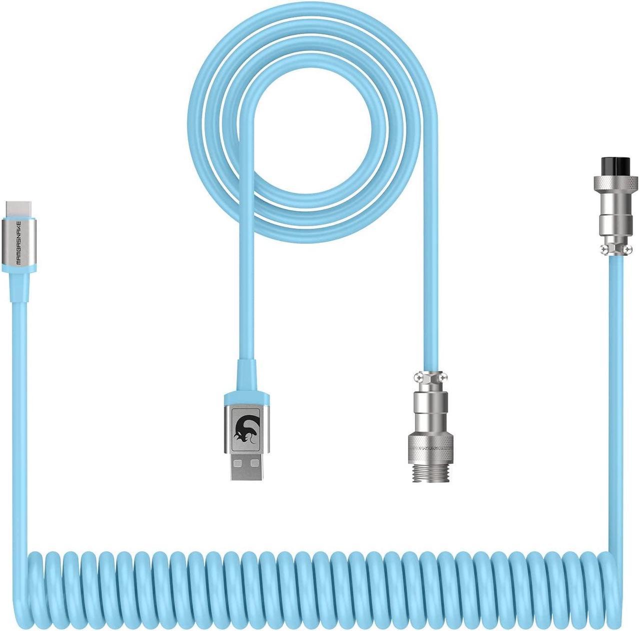 LexonElec Custom Coiled Keyboard cableUSB C Gaming Keyboard Cable, Double Sleeved Mechanical Keyboard Cable, 2.0M (0.66ft) USB-C to USB-A, Detachable Metal Aviator, for Gaming Keyboard(White)