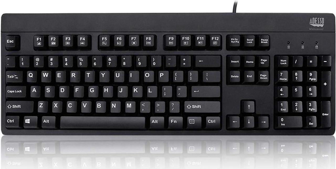 Adesso Easy Touch 630Ub, Antimicrobial Waterproof Keyboard (AKB-630UB),Black