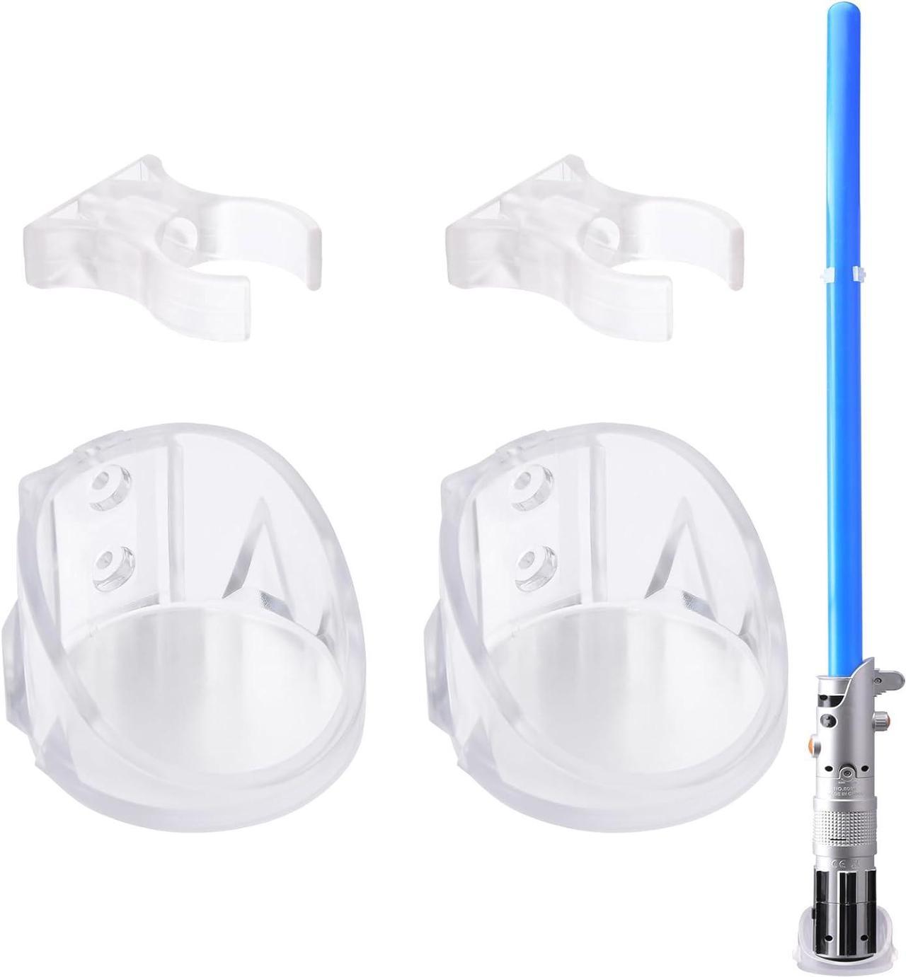 LEKUSHA Clear Lightsaber Wall Mount Display Stand Light Saber Holder Compatible for Any Lightsaber, Pack of 2