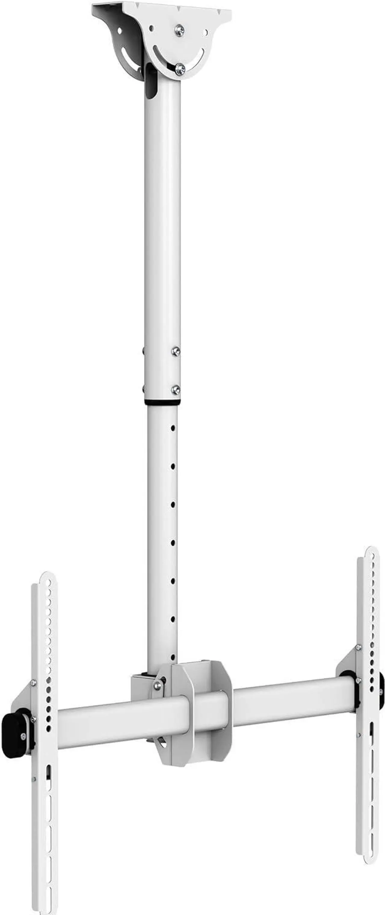 Alt view image 2 of 7 - Full Motion Ceiling TV Mount Bracket, Adjustable Height 360 Deg Swivel Tilt Mount for Home and Commercial Use, Fits up to 75 Inch TVs, 110 Pound Capacity, White