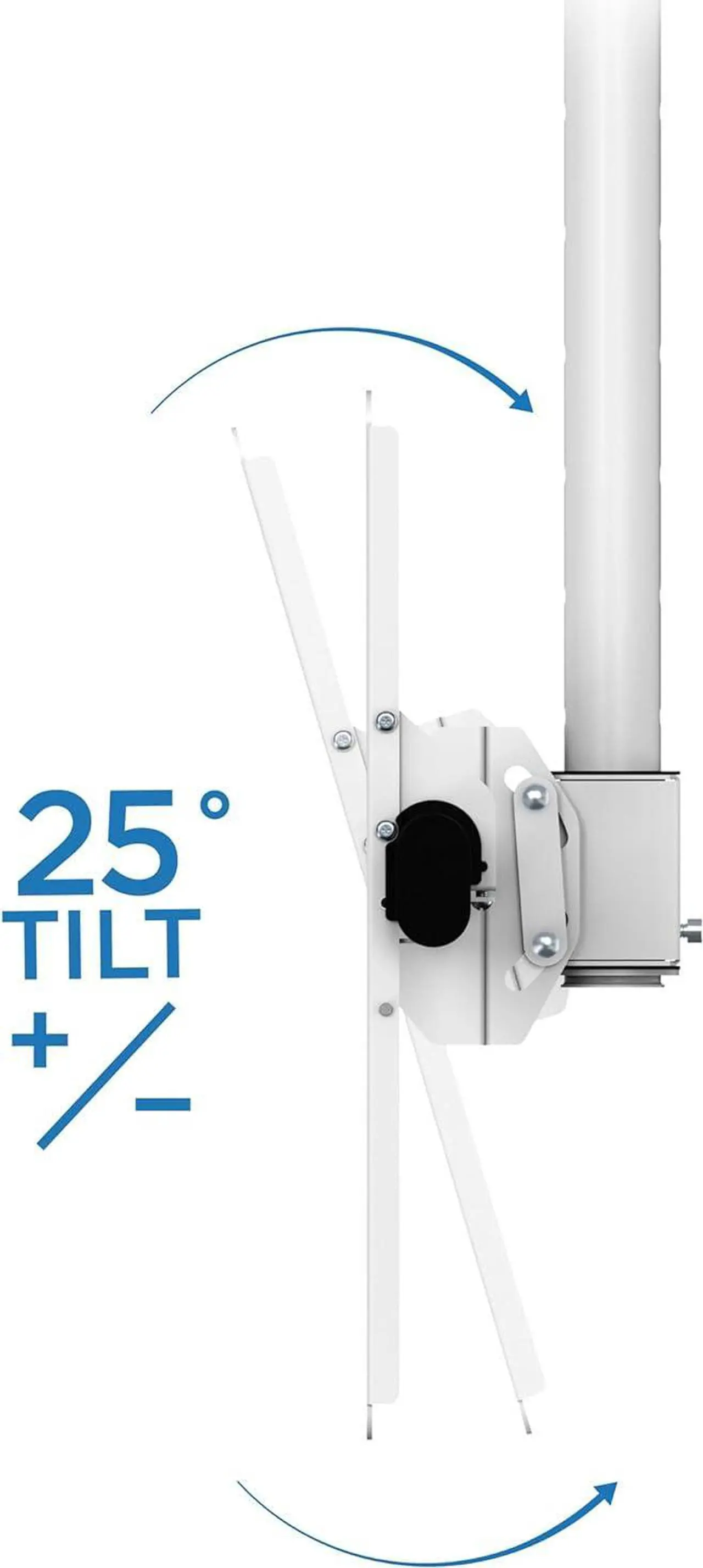 Alt view image 5 of 7 - Full Motion Ceiling TV Mount Bracket, Adjustable Height 360 Deg Swivel Tilt Mount for Home and Commercial Use, Fits up to 75 Inch TVs, 110 Pound Capacity, White