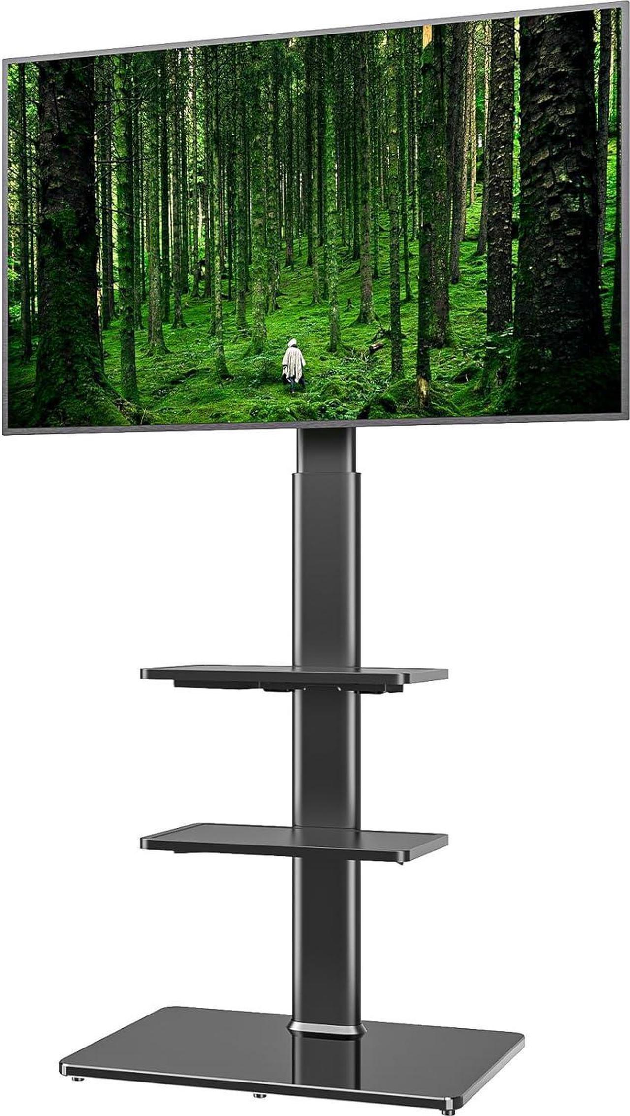 Universal Floor TV Stand with Mount for 19 to 42 inch Flat Screen TV, 100 Degree Swivel,Adjustable Height and Tilt Function, 3 Shelves HT3001B