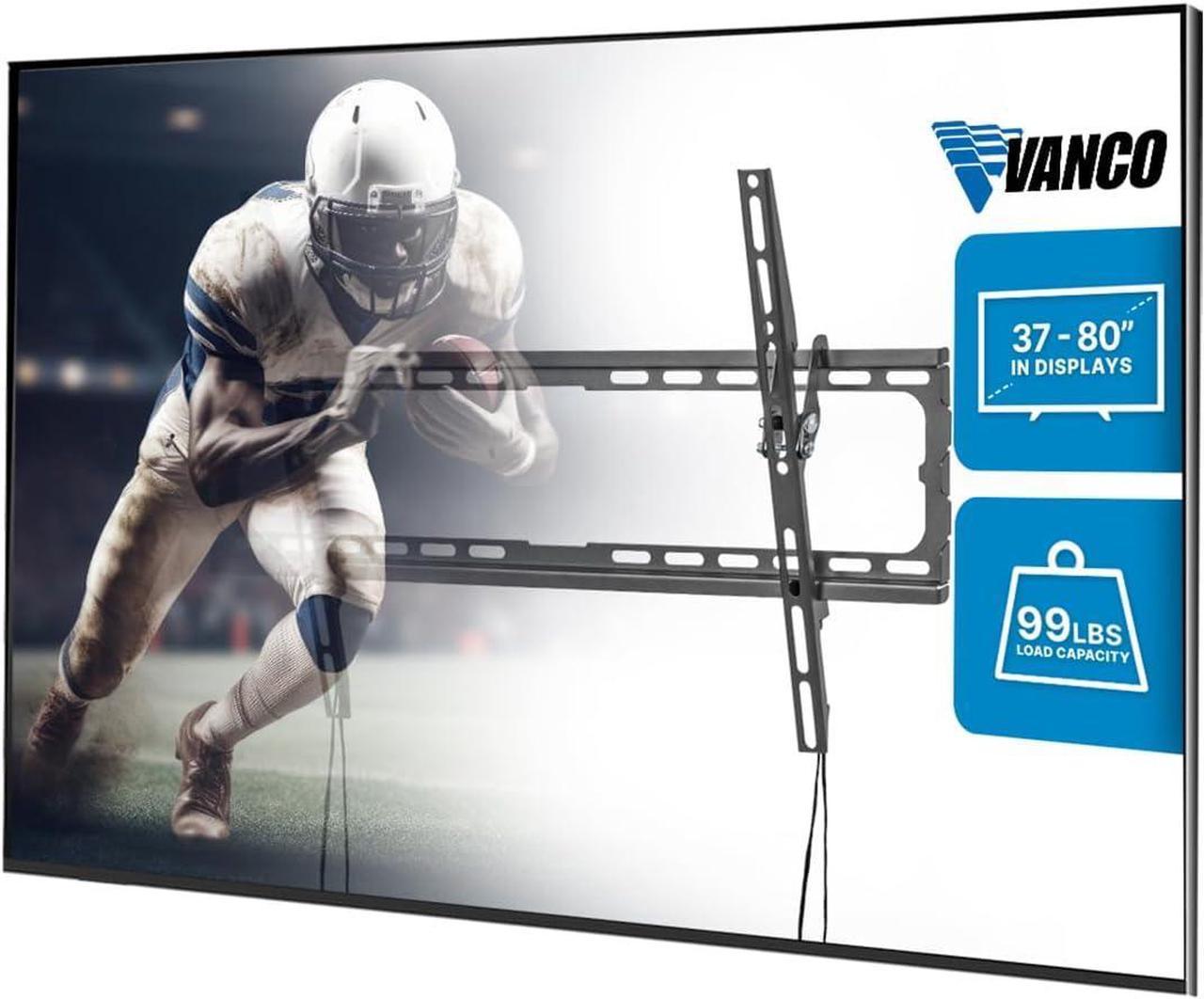 Vanco Tilt TV Wall Mount with Wall Mount Tilt TV Bracket - Slim Profile, VESA Compatible Tiltable TV Mount 600 x 400 or Less, Supports 37-80 Inch Displays