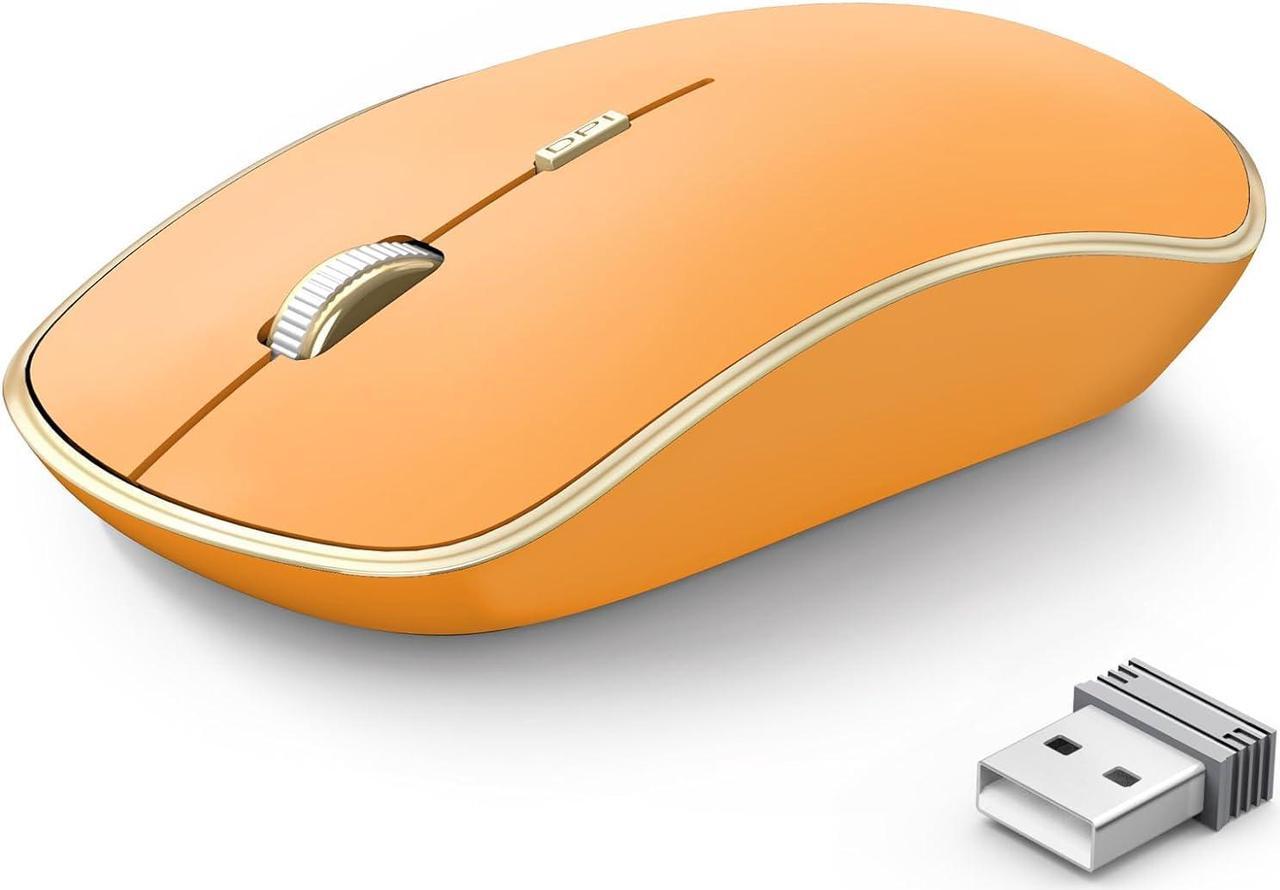 J JOYACCESS 2.4G Wireless Mouse Soft Click, Silent Travel Wireless Mouse for Laptop, 3200 DPI, 5 Adjustment Levels, Computer Mouse Wireless for Chromebook, Mac, PC, Notebook - Orange