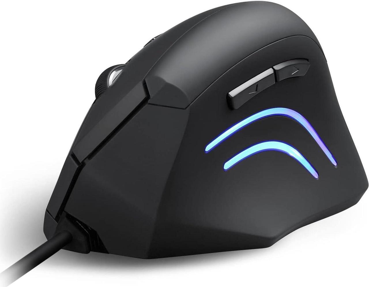 Perixx PERIMICE-508, Wired Programmable Vertical Ergonomic Mouse - 1000/1600 dpi - 5 Programmable Button - Natural Ergonomic Vertical Right handed Design