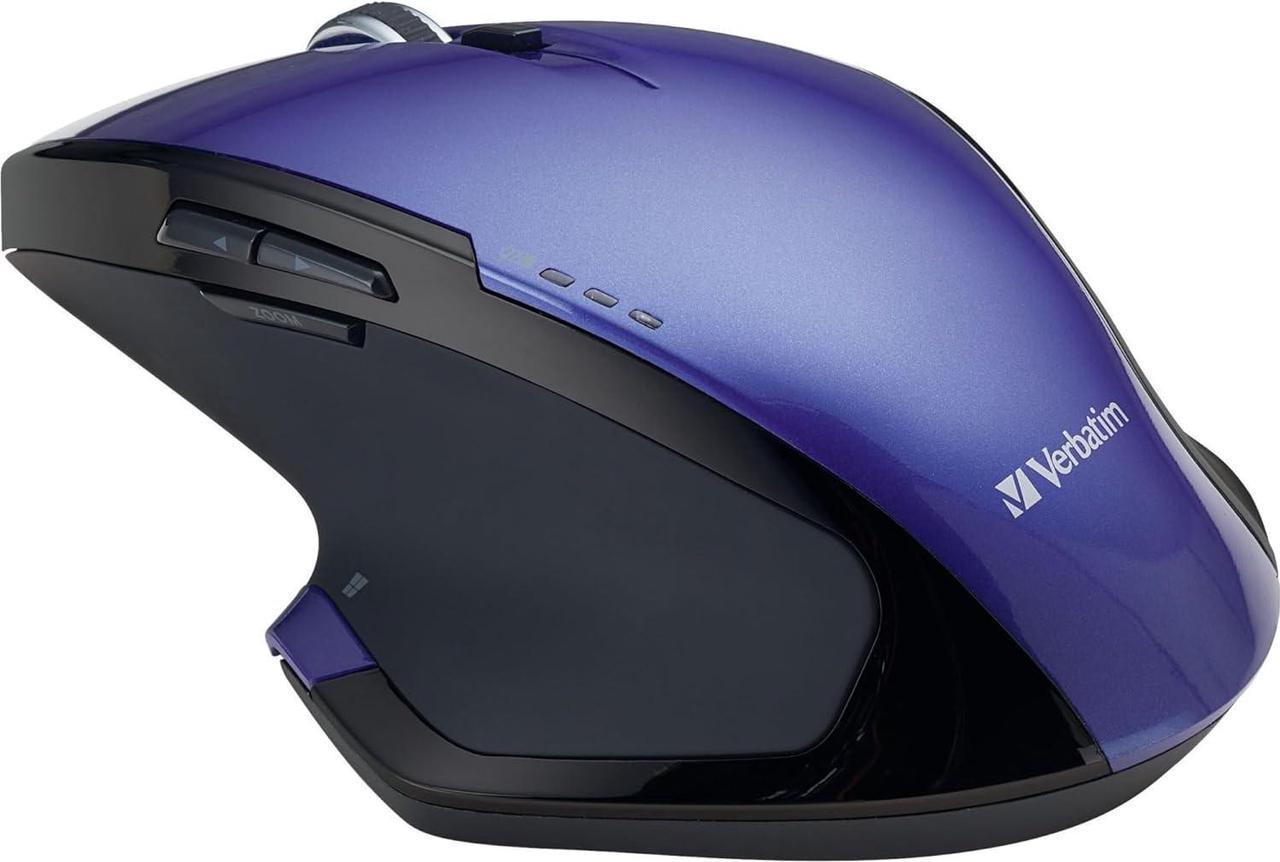 Verbatim Wireless Desktop 8-Button Deluxe Mouse - Ergonomic, Blue LED, Portable Mouse for Mac and Windows  Purple