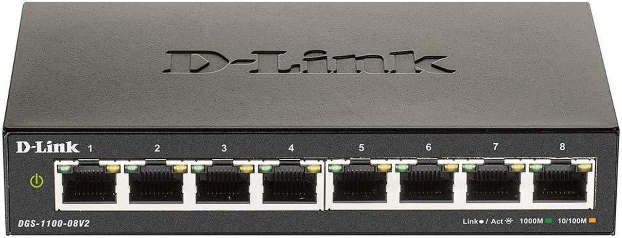 D-Link 8-Port Gigabit Smart Managed Switch | 8 GbE Ports | L2 | VLANs | Cable Diagnostics | Web Managed | Desktop| Fanless | NDAA Compliant | Lifetime Warranty (DGS-1100-08V2)