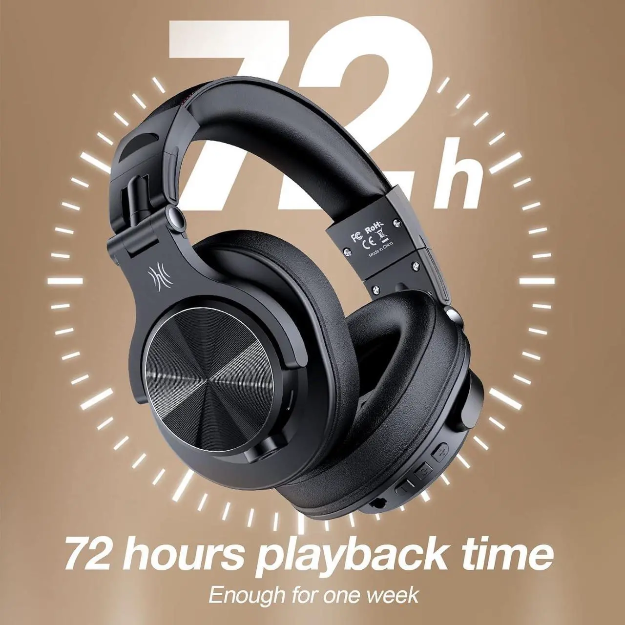 Alt view image 3 of 7 - OneOdio A70 Bluetooth Over Ear Headphones, Wireless Headphones w/ 72H Playtime, Hi-Res, 3.5mm/6.35mm Wired Audio Jack for Studio Monitor & Mixing DJ Guitar AMP, Computer Laptop PC Tablet - Black