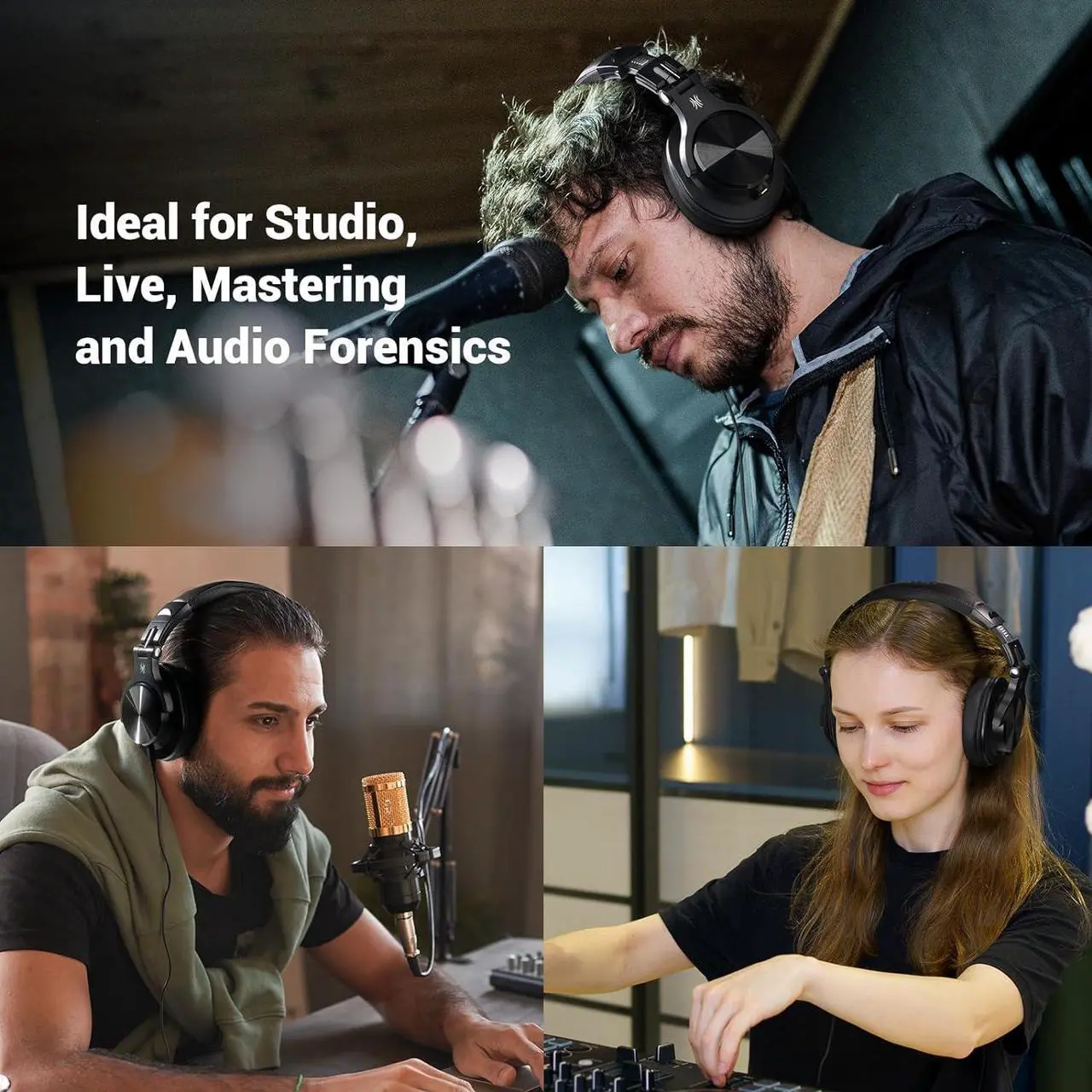 Alt view image 6 of 7 - OneOdio A70 Bluetooth Over Ear Headphones, Wireless Headphones w/ 72H Playtime, Hi-Res, 3.5mm/6.35mm Wired Audio Jack for Studio Monitor & Mixing DJ Guitar AMP, Computer Laptop PC Tablet - Black