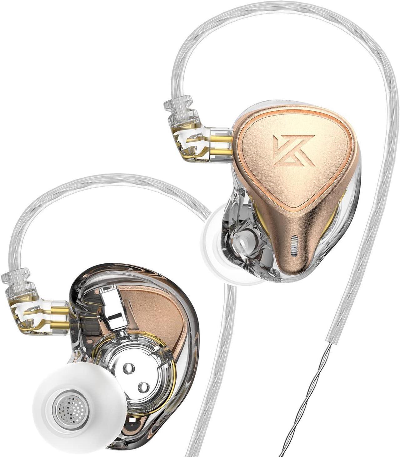 KZ ZEXPro Electret Electrostatic Driver &Dynamic Driver &Balanced Armature Driver Triple Hybrid Driver HiFi in Ear Earphone ZEX Pro Earbuds with Detachable Silver-Plated Cable (Without Mic, Pink Gold)