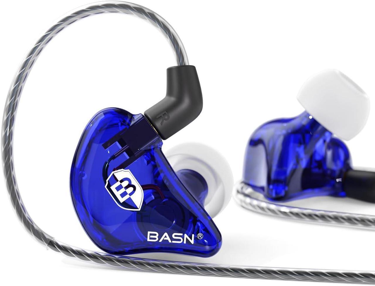 BASN Bsinger PRO in-Ear Monitors for Musicians, Two Detachable MMCX Cables Noise Canceling Earbuds (Blue)